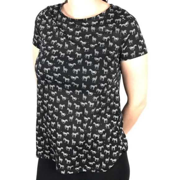 SALE! Black H&M Zebra Tee Size XS EUC - Picture 3 of 4